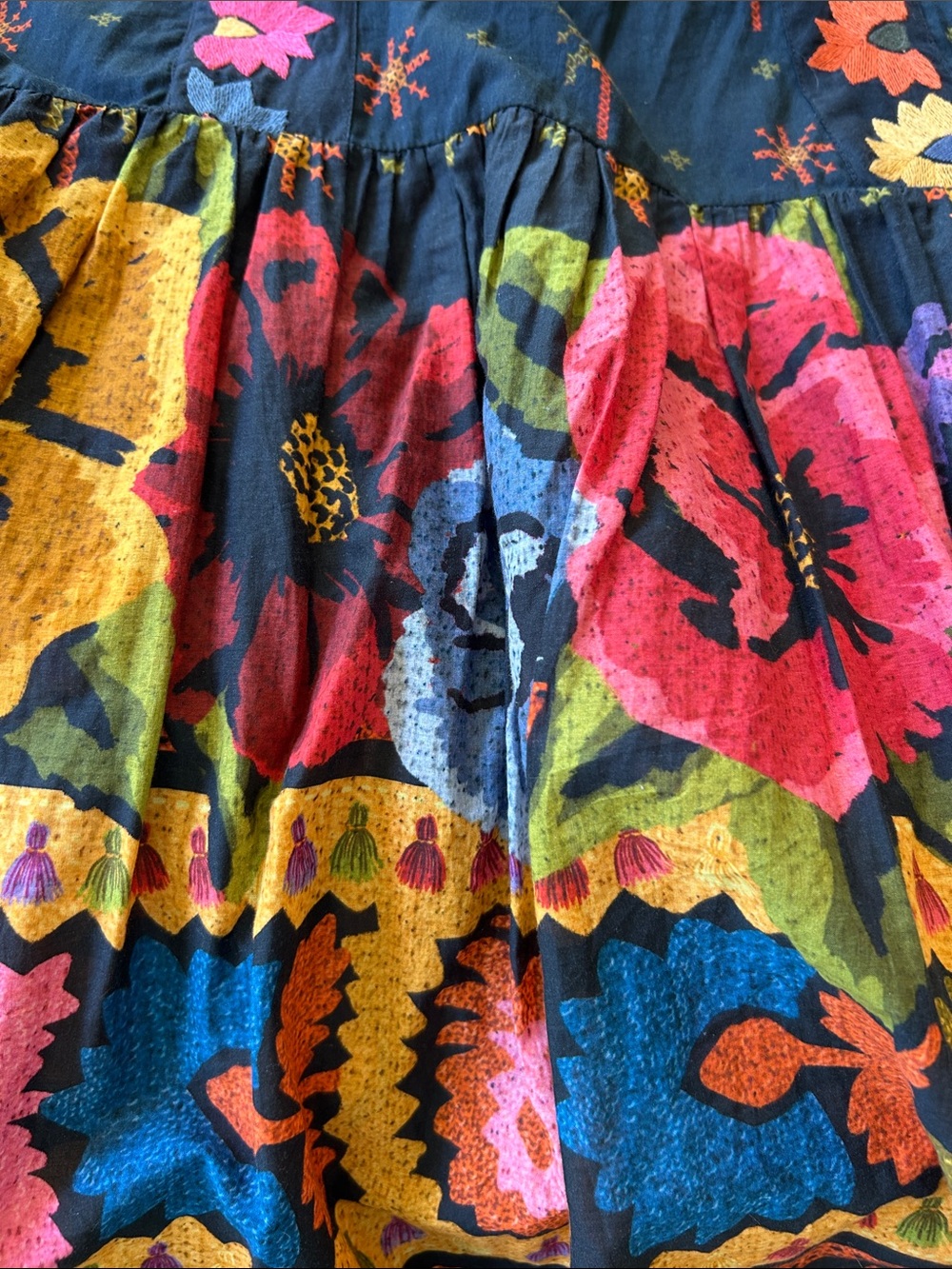FARM Rio - Folklore Black Strapless Maxi Dress with embroidery and vibrant desig - Picture 11 of 12